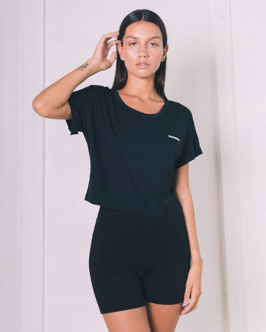 Women Crop Top Short Sleeve-Bamboo Underwear-apparel,L,Lounge,M,S,XL,XS